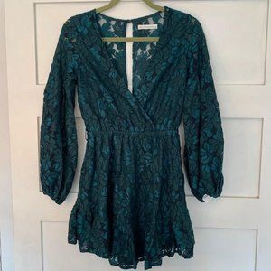 Here Comes the Sun Green Lace Mini Dress